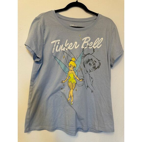 Disney Tinkerbell Blue T Shirt Size Large - Picture 1 of 4